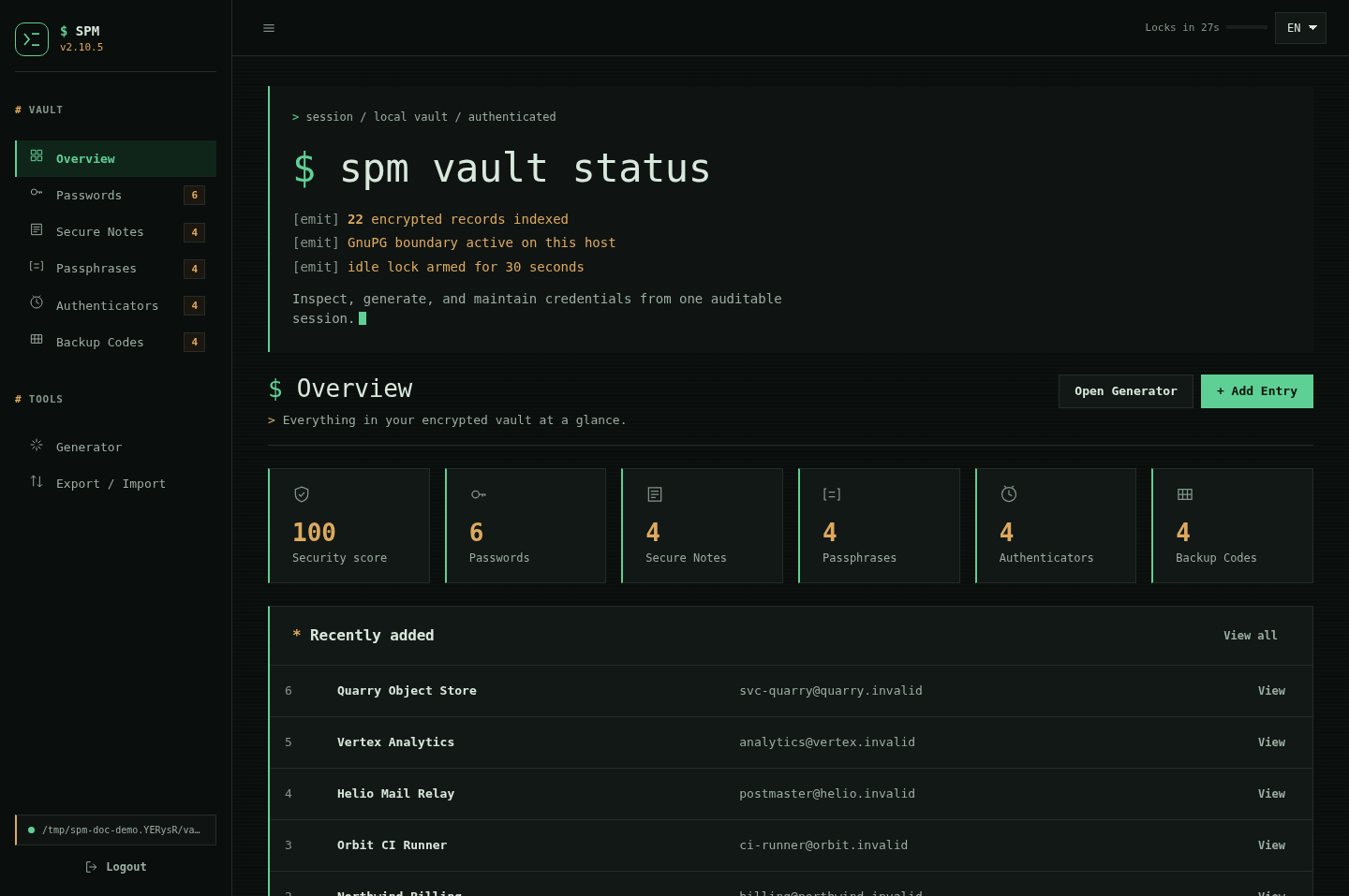 Sans Password Manager vault security overview